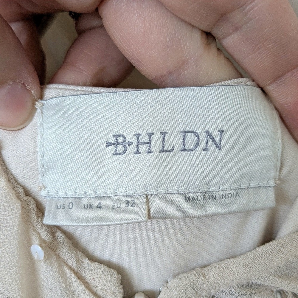 BHLDN Devon Beaded Illusion Maxi Gown Oyster Champagne Size 0 Like‎ New Formal - Picture 4 of 14